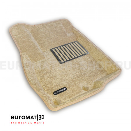 Текстильные 3D коврики Euromat3D Lux в салон для Mitsubishi Outlander (2012-2023) № EM3D-003609T Бежевые